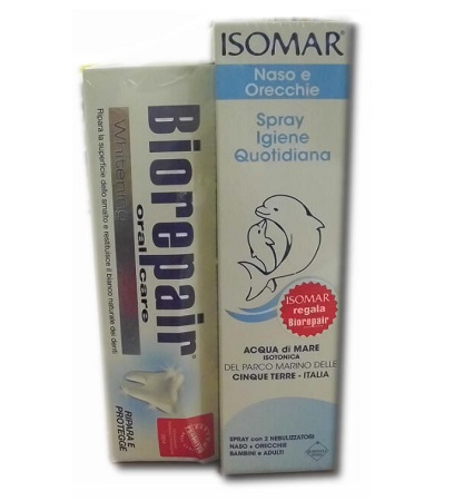 ISOMAR SPRAY IGIENE QUOTIDIANA 100 ML+ BIOREPAIR WHITENING DENTIFRICIO 75 ML - Farmastop