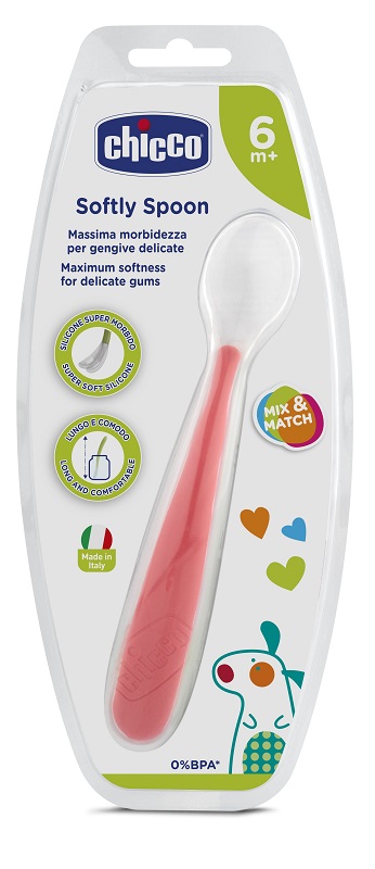 CHICCO CUCCHIAIO MORBIDO SILICONE 6M+ ROSSO UP - Farmastop