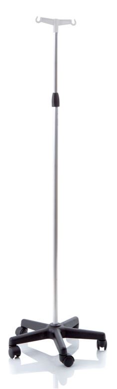ASTA FLEBO IN ALLUMINIO ANODIZZATO BASE IN POLIPROPILENE SU RUOTE 2 GANCI ALTEZZA REGOLABILE 133-230 CM SKEMA - Farmastop