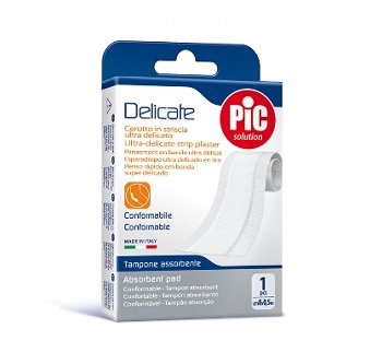 CEROTTO PIC DELICATE STRISCIA BIANCA CON TAMPONE ANTIBATTERICO CM 8X0,5 M - Farmastop