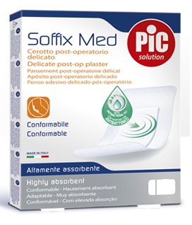 CEROTTO PIC SOFFIX MED IN TNT CON TAMPONE CENTRALE ASSORBENTE STERILE MONOUSO STERILE 25X10 CM ANTIBATTERICO 3 PEZZI - Farmastop