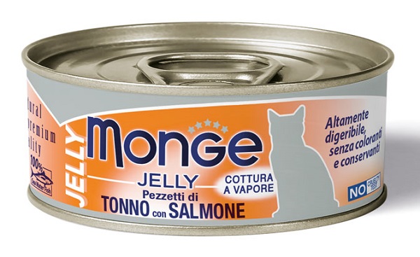 MONGE NATURAL QUALITY GATTO MONGE JELLY PEZZETTI DI TONNO BONITO/SALMONE 80 G - Farmastop