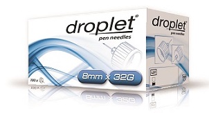 AGO PER PENNA DA INSULINA DROPLET 32 GAUGE 8 MM 100 PEZZI - Farmastop