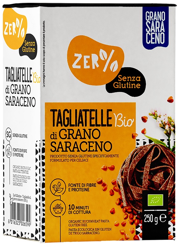 ZERO% GLUTINE TAGLIATELLE A NIDO DI GRANO SARACENO INTEGRALESENZA GLUTINE BIO 250 G - Farmastop