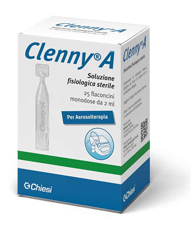 CLENNY A SOLUZIONE FISIOLOGICA STERILE PER AEROSOLTERAPIA 25 FLACONCINI MONODOSE DA 2 ML - Farmastop