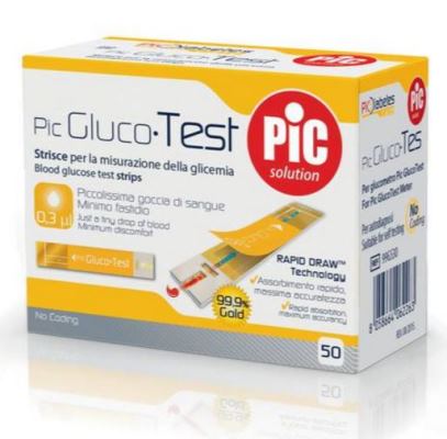STRISCE MISURAZIONE GLICEMIA PIC GLUCOTEST 50 PEZZI - Farmastop