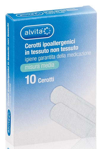 ALVITA CEROTTO IN TESSUTO NON TESSUTO ESTENSIBILE BIANCO CON TAMPONE ANTISETTICO MEDIO 10 PEZZI - Farmastop