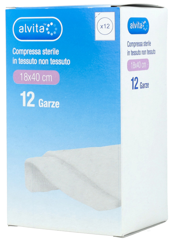 ALVITA GARZA STERILE IN TESSUTO NON TESSUTO 18X40CM 12 PEZZI - Farmastop