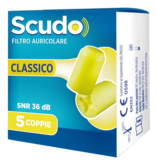 SCUDO FILTRO AURICOLARE CLASSICO SNR 36 DB 7-12MM 5 PAIA - Farmastop