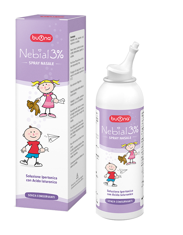 NEBIAL SOLUZIONE SALINA IPERTONICA DI SODIO CLORURO AL 3% CON ACIDO IALURONICO SPRAY NASALE 100 ML - Farmastop