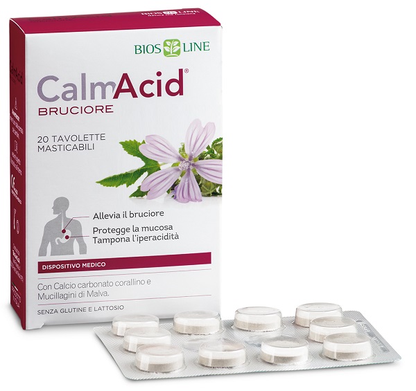 BIOSLINE CALMACID BRUCIORE 20 TAVOLETTE MASTICABILI - Farmastop