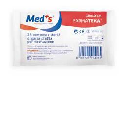 GARZA COMPRESSA MEDS FARMATEXA IDROFILA 12/8 10X10 CM 25 PEZZI - Farmastop