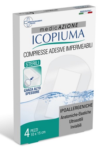 ICOPIUMA GARZA COMPRESSA MEDICATA POSTOPERATORIA 10X15 CM 4 PEZZI - Farmastop