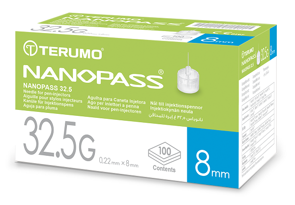 AGO PER PENNA DA INSULINA NANOPASS 32,5 GAUGE LUNGHEZZA 8 MM 100 PEZZI - Farmastop