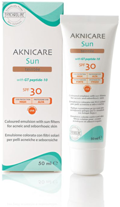 CREMA COLORATA PROTETTIVA SOLARE PER PELLE ACNEICA AKNICARE SUN TEINTEE' DORE' TUBETTO 50 ML - Farmastop