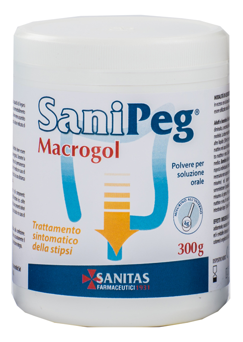 SANIPEG MACROGOL POLVERE PER SOLUZIONE ORALE BARATTOLO 300 G - Farmastop