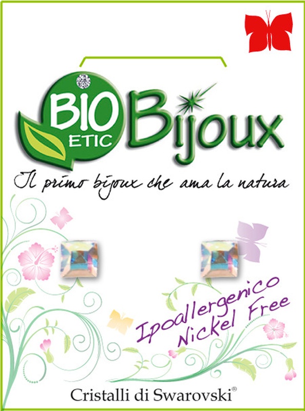ORECCHINO CARRE' 4MM AURORA BOREALE - Farmastop
