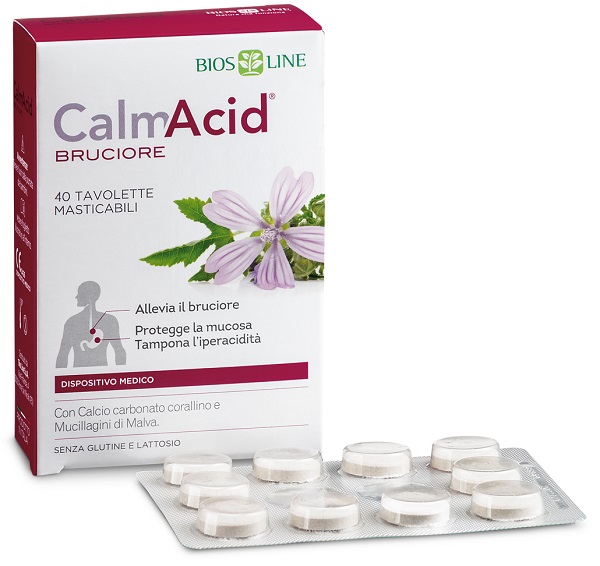 BIOSLINE CALMACID BRUCIORE 40 TAVOLETTE MASTICABILI - Farmastop