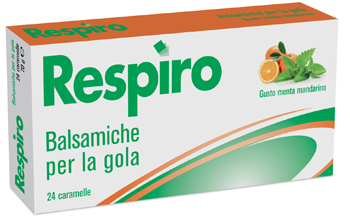 CARAMELLE BALSAMICHE PER LA GOLA RESPIRO GUSTO MENTA MANDARINO 24 PEZZI - Farmastop