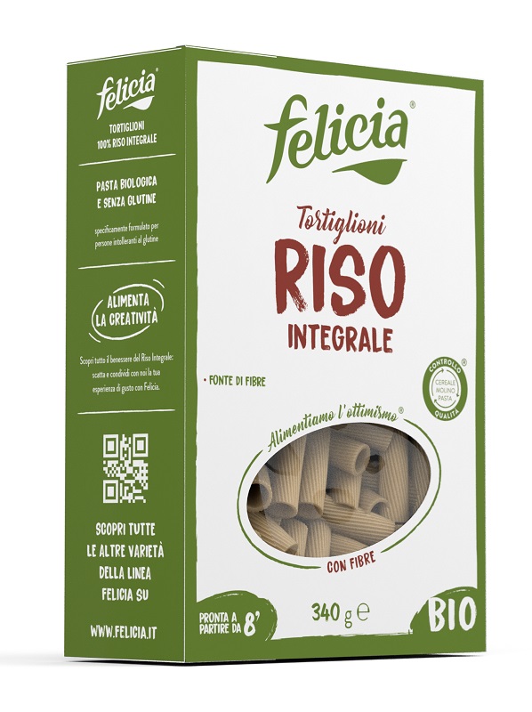 FELICIA BIO RISO INTEGRALE TORTIGLIONI 340 G - Farmastop
