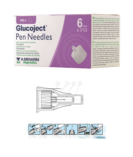 AGO PER PENNA DA INSULINA GLUCOJECT LUNGHEZZA 6 MM GAUGE 31 100 PEZZI - Farmastop