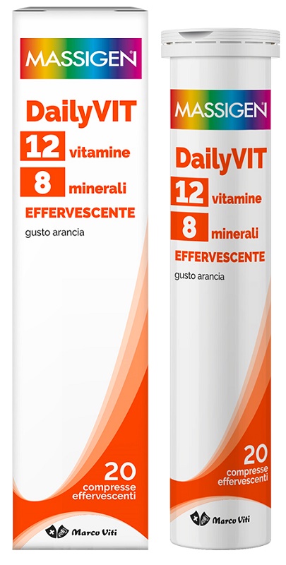 MASSIGEN DAILYVIT 12 VITAMINE 8 MINERALI EFFERVESCENTE 20 COMPRESSE - Farmastop