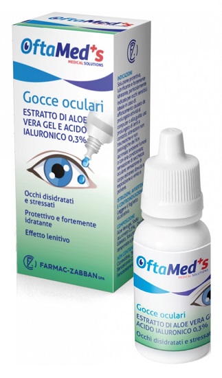 OFTAMED'S GOCCE OCULARI OCCHI DISIDRATATI E STRESSATI ESTRATTO ALOE VERA GEL E ACIDO IALURONICO 0,3% 10 ML - Farmastop