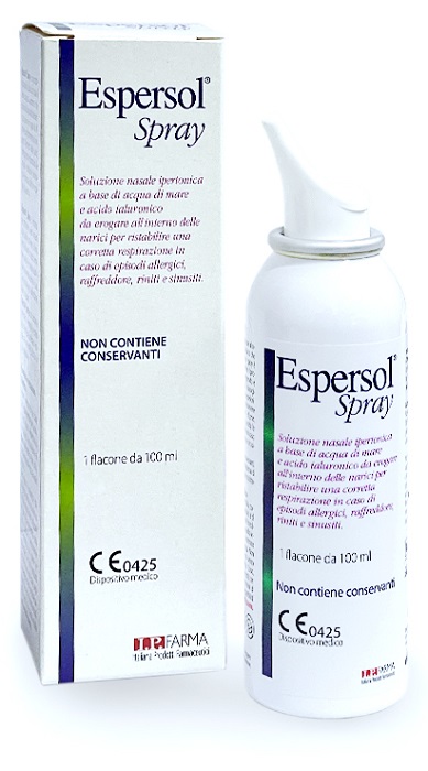 SOLUZIONE NASALE ESPERSOL SPRAY IPERTONICA A BASE DI ACQUA DI MARE E ACIDO IALURONICO 0,02% 100 ML - Farmastop