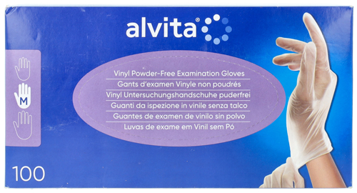 ALVITA GUANTI IN VINILE SENZA POLVERE TAGLIA M 100 PEZZI - Farmastop