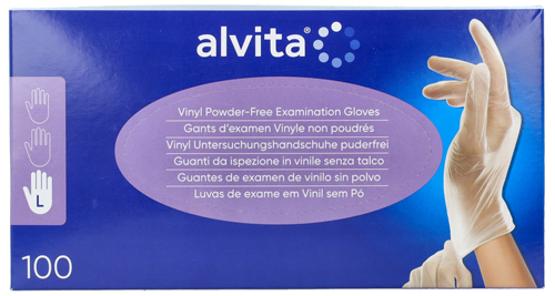ALVITA GUANTI IN VINILE SENZA POLVERE TAGLIA L 100 PEZZI - Farmastop