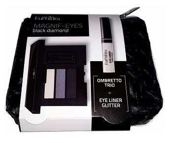 EUPHIDRA MAGNIF-EYES BLACK DIAMOND BORSELLINO CONTENENTE 1 OMBRETTO TRIO + 1 EYE LINER - Farmastop