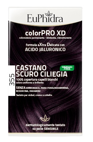 EUPHIDRA COLORPRO XD 355 CASTANO SCURO CILIEGIA GEL COLORANTE CAPELLI IN FLACONE + ATTIVANTE + BALSAMO + GUANTI - Farmastop