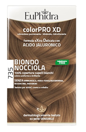 EUPHIDRA COLORPRO XD 735 BIONDO NOCCIOLA GEL COLORANTE CAPELLI IN FLACONE + ATTIVANTE + BALSAMO + GUANTI - Farmastop
