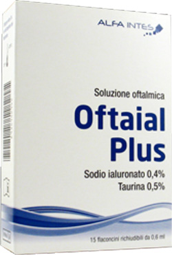 SOLUZIONE OFTALMICA OFTAIAL PLUS ACIDO IALURONICO 0,4% E TAURINA 15 FLACONCINI RICHIUDIBILI DA 0,6 ML - Farmastop
