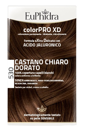 EUPHIDRA COLORPRO XD 530 CASTANO CHIARO DORATO GEL COLORANTE CAPELLI IN FLACONE + ATTIVANTE + BALSAMO + GUANTI - Farmastop