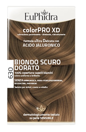 EUPHIDRA COLORPRO XD 630 BIONDO SCURO DORATO GEL COLORANTE CAPELLI IN FLACONE + ATTIVANTE + BALSAMO + GUANTI - Farmastop
