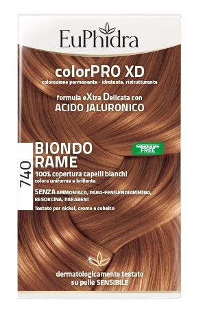 EUPHIDRA COLORPRO XD 740 BIONDO RAME GEL COLORANTE CAPELLI IN FLACONE + ATTIVANTE + BALSAMO + GUANTI - Farmastop