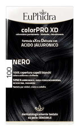 EUPHIDRA COLORPRO XD 100 NERO GEL COLORANTE CAPELLI IN FLACONE + ATTIVANTE + BALSAMO + GUANTI - Farmastop