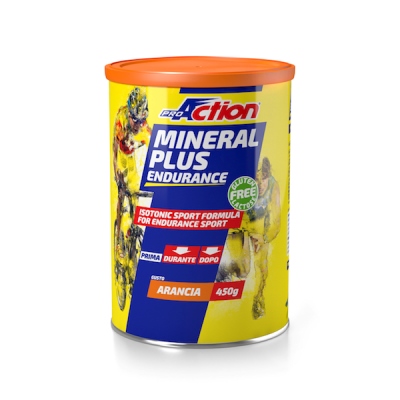 PROACTION MINERAL PLUS ENERGETICO E SALINO ISOTONICO ALL'ARANCIA 450 G - Farmastop