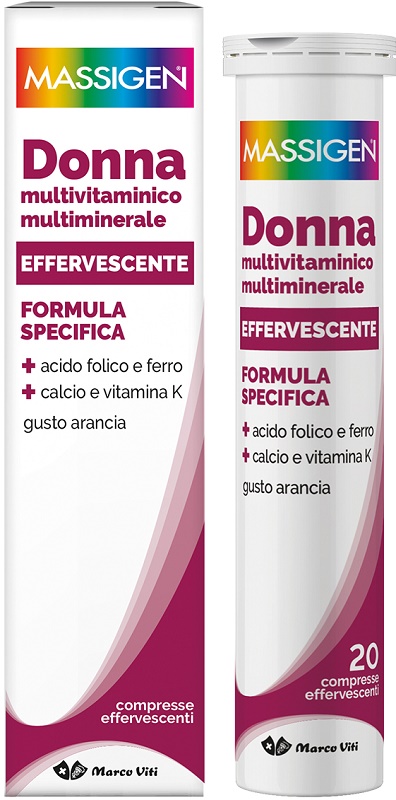 MASSIGEN DONNA MULTIVITAMINICO E MULTIMINERALE EFFERVESCENTE 20 COMPRESSE - Farmastop