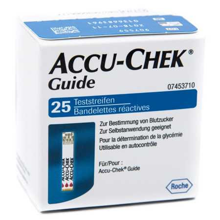 STRISCE MISURAZIONE GLICEMIA ACCU-CHEK GUIDE 25 PEZZI CONFEZIONE RETAIL - Farmastop