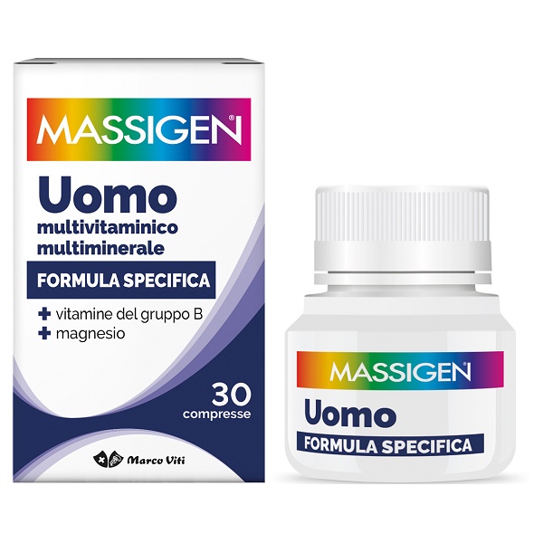 MASSIGEN UOMO MULTIVITAMINICO E MULTIMINERALE 30 COMPRESSE RIVESTITE - Farmastop