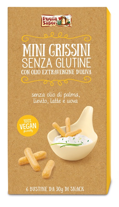 PUGLIA SAPORI MINI GRISSINI CON OLIO EXTRAVERGINE DI OLIVA 180 G - Farmastop
