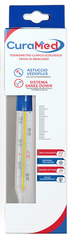 TERMOMETRO CLINICO OVALE AL GALLIO CON AGITATORE CURAMETER G - Farmastop