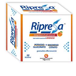 RIPRESA 30BUST 10G INTEGRATORE ALIMENTARE DI MAGNESIO E POTASSIO BUSTINE EFFERVESCENTI UTILE NEGLI STATI DI STANCHEZZA - Farmastop