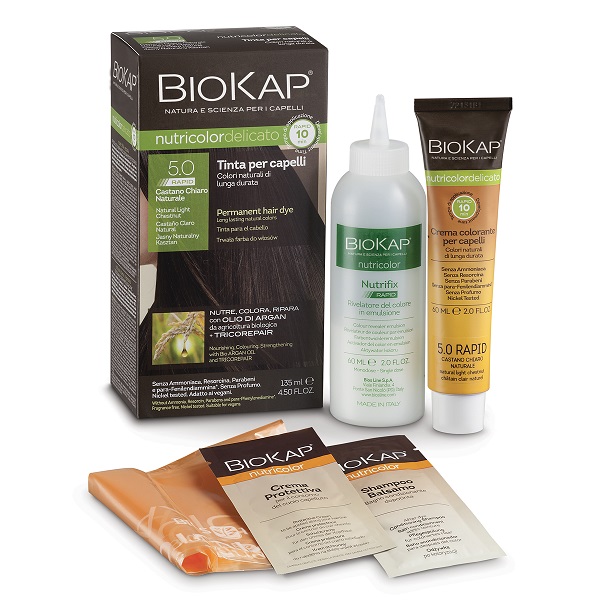 BIOS LINE  BIOKAP NUTRICOLOR DELICATO RAPID TINTA 5,0 CASTANO CHIARO NATURALE 135 ML - Farmastop