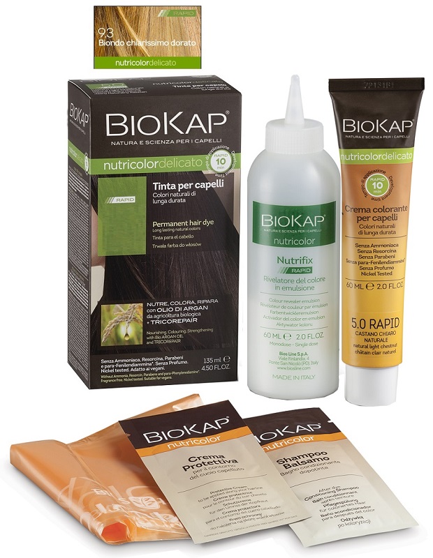 BIOS LINE  BIOKAP NUTRICOLOR DELICATO RAPID TINTA 9,3 BIONDO CHIARISSMO DORATO 135 ML - Farmastop