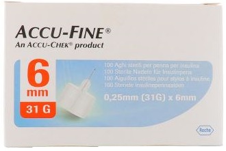 AGO PER PENNA DA INSULINA ACCU-FINE PEN NEEDLE ACCU-CHEK GAUGE 31 X 6MM 100 PEZZI - Farmastop