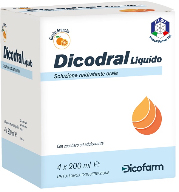 DICODRAL LIQUIDO SOLUZIONE REIDRATANTE ORALE 4 X 200 ML - Farmastop