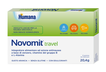 NOVOMIT TRAVEL 12 GOMME DA MASTICARE GUSTO ARANCIA - Farmastop